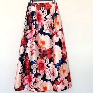 Eliza J STUNNING Floral Motiff Pink/Blue Maxi Ball Skirt, Wm 6, NWOT
